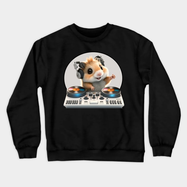 Hamster DJ Crewneck Sweatshirt by Rabbit Hole Designs